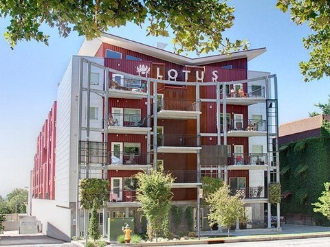 a building with a sign on the front of it